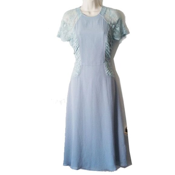 ASOS Dresses & Skirts - ASOS Lace & Crepe Midi Dress 6 Lined Pale Aqua Blue